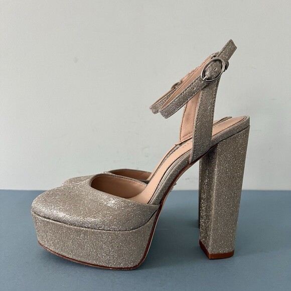 Antonio Melani x Born on Fifth Liv Metallic Glitter Closed Toe Platform Pumps - Picture 5 of 7